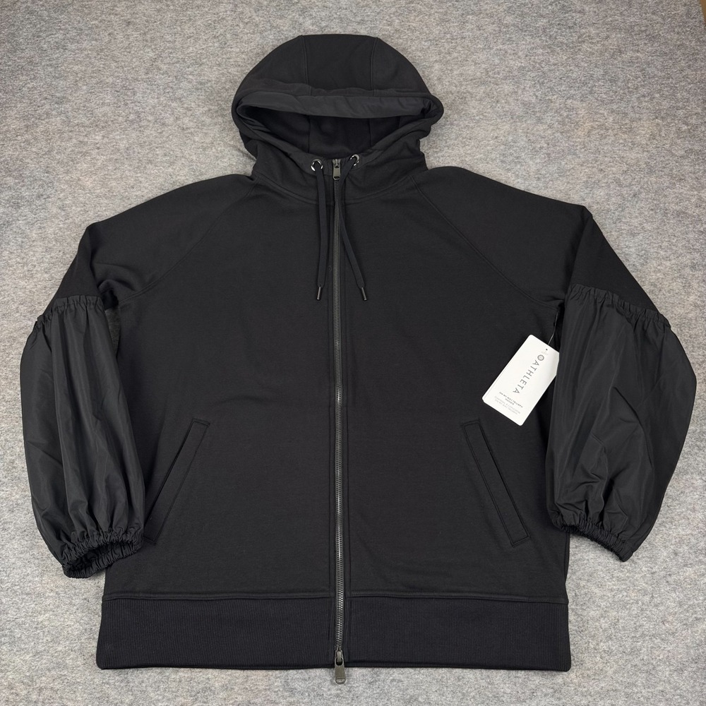 Athleta On My Way Triumph Full Zip Hoodie Sweatshirt Black Womens Medium M